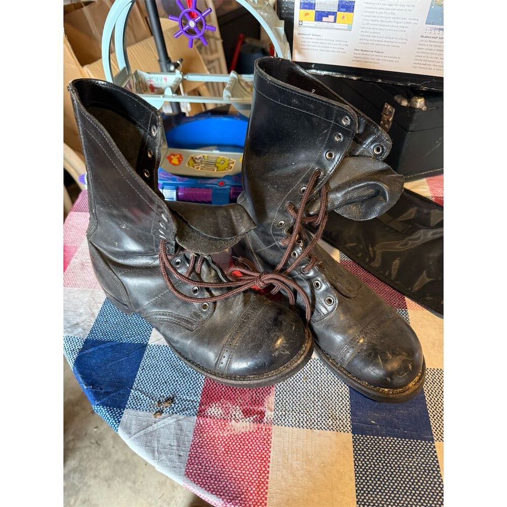 Vintage Corcoran Combat Boots Black Leather Unisex Iconic Military Style